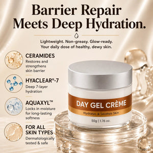 Day Gel Crème with Ceramide Complex, Hyaclear® - 7 & Aquaxyl™ - 50 g - nourish co