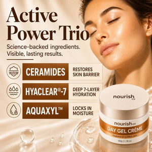 Day Gel Crème with Ceramide Complex, Hyaclear® - 7 & Aquaxyl™ - 50 g - nourish co