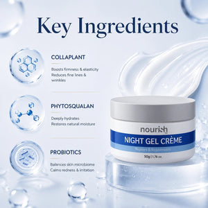 Night Gel Crème with CollaPlant®, Phytosqualan & Probiotics – 50 g - nourish co