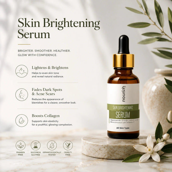 Skin Brightening Face Serum with Niacinamide, Orange, Lemon and Rice Enriched with Vitamin C – 30 ml - nourish co