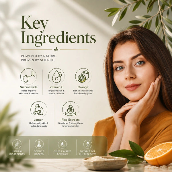 Skin Brightening Face Serum with Niacinamide, Orange, Lemon and Rice Enriched with Vitamin C – 30 ml - nourish co