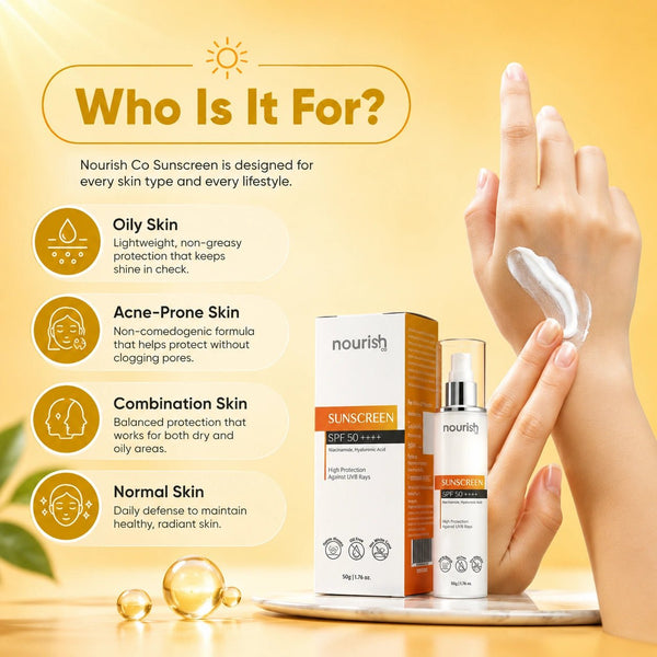 Sunscreen SPF 50++++ with Niacinamide and hyaluronic Acid - 50g - nourish co