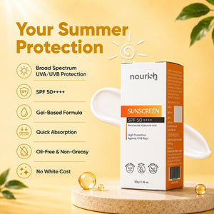 Sunscreen SPF 50++++ with Niacinamide and hyaluronic Acid - 50g - nourish co