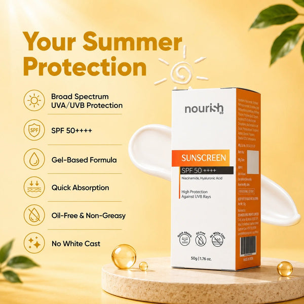 Sunscreen SPF 50++++ with Niacinamide and hyaluronic Acid - 50g - nourish co